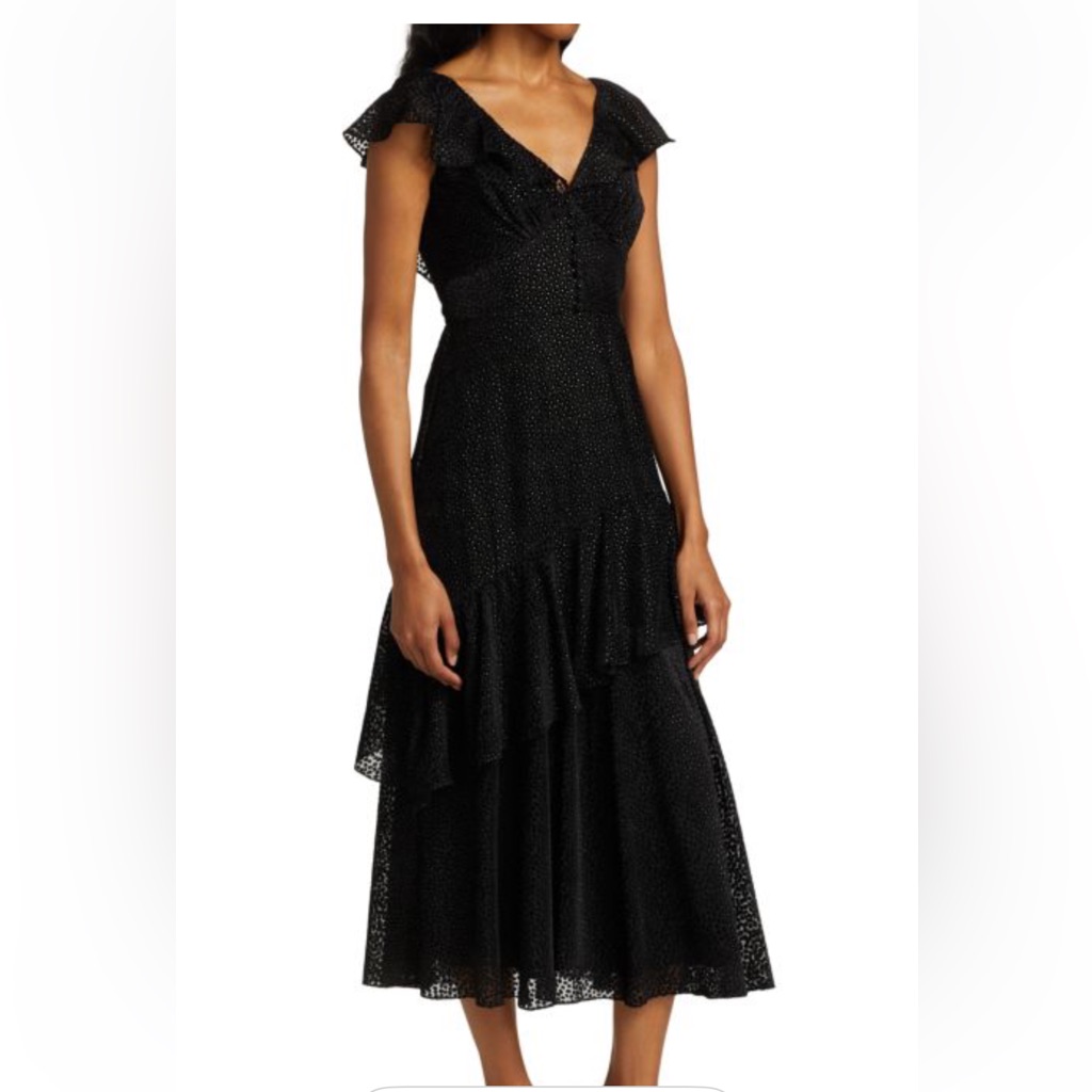 Ml Monique Lhuillier Velvet Ruffle Dress 8